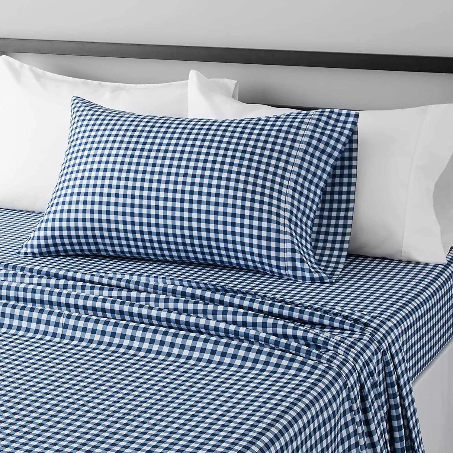 100% cotton blue and white gingham seer sucker fabric 58" wide [11493]