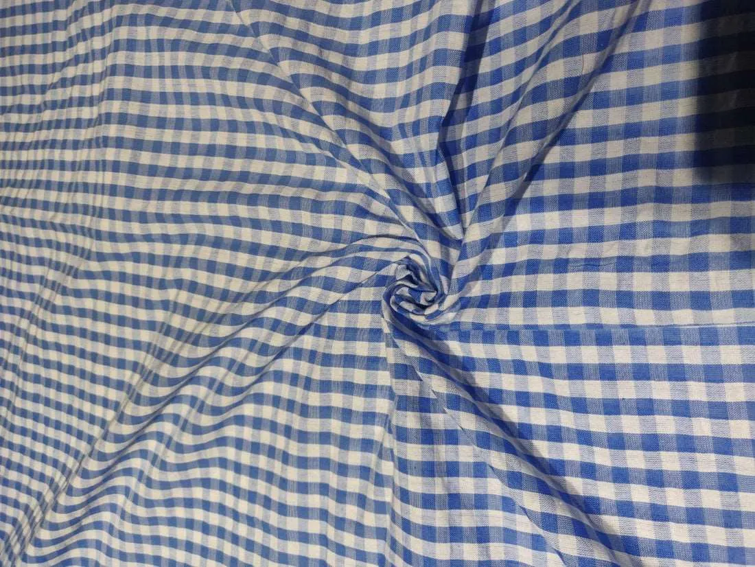 100% cotton blue and white gingham seer sucker fabric 58" wide [11493]