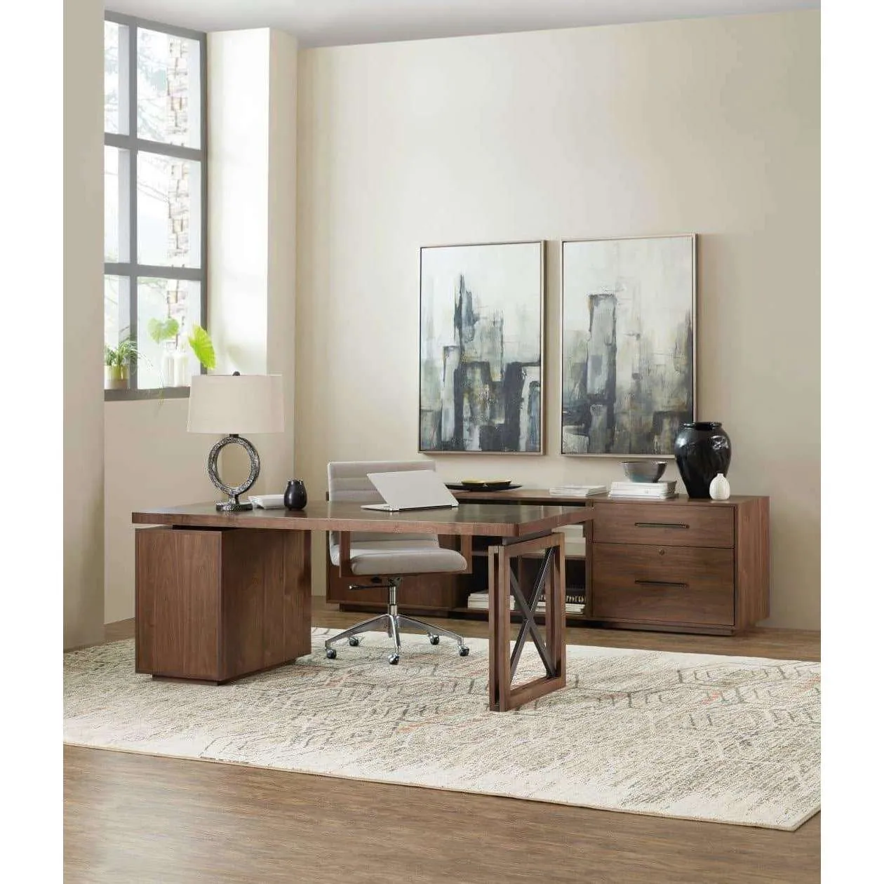 1650-10 Stylish Transitional Elon Bunching Short Bookcase in Durable Rubberwood & Walnut Finish