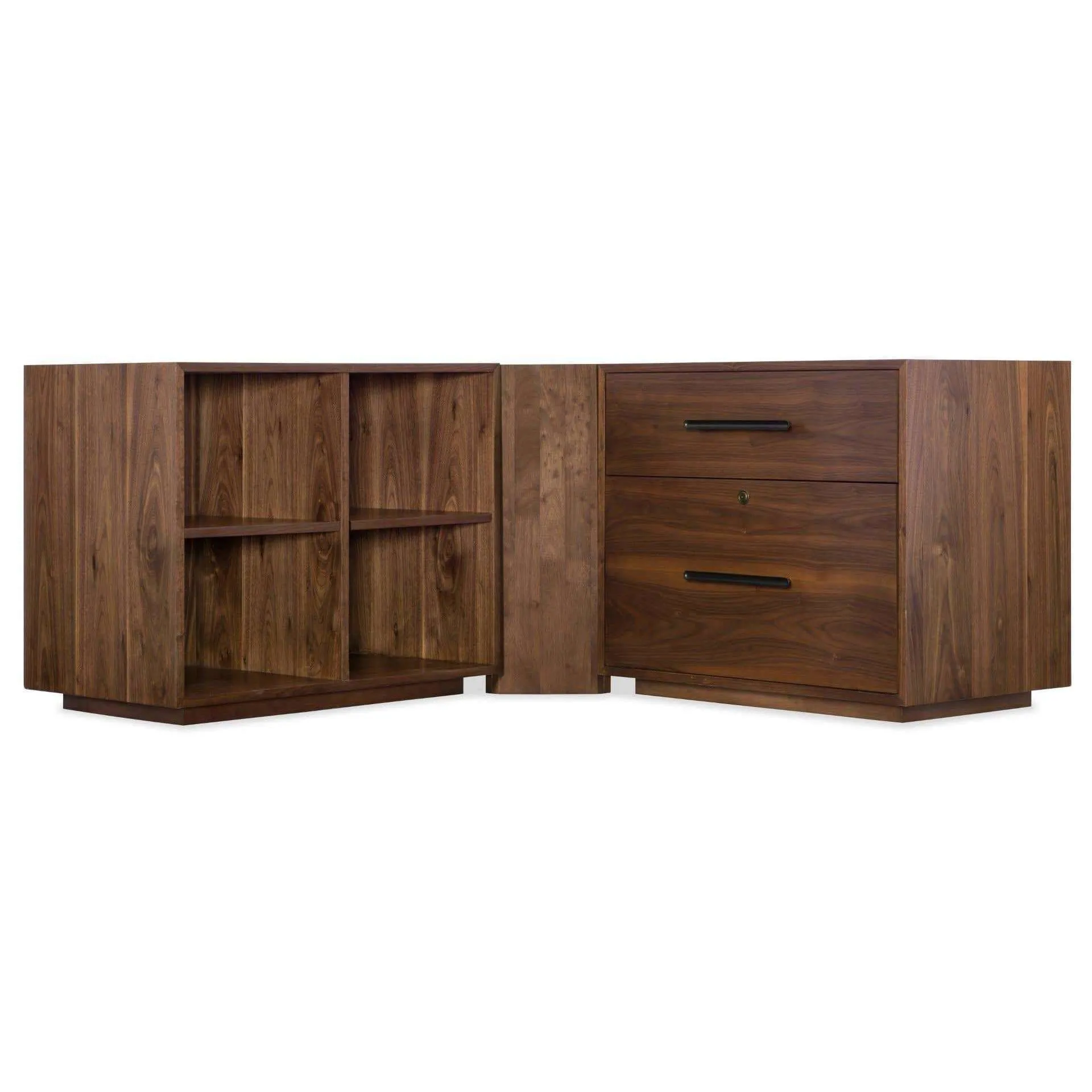 1650-10 Stylish Transitional Elon Bunching Short Bookcase in Durable Rubberwood & Walnut Finish