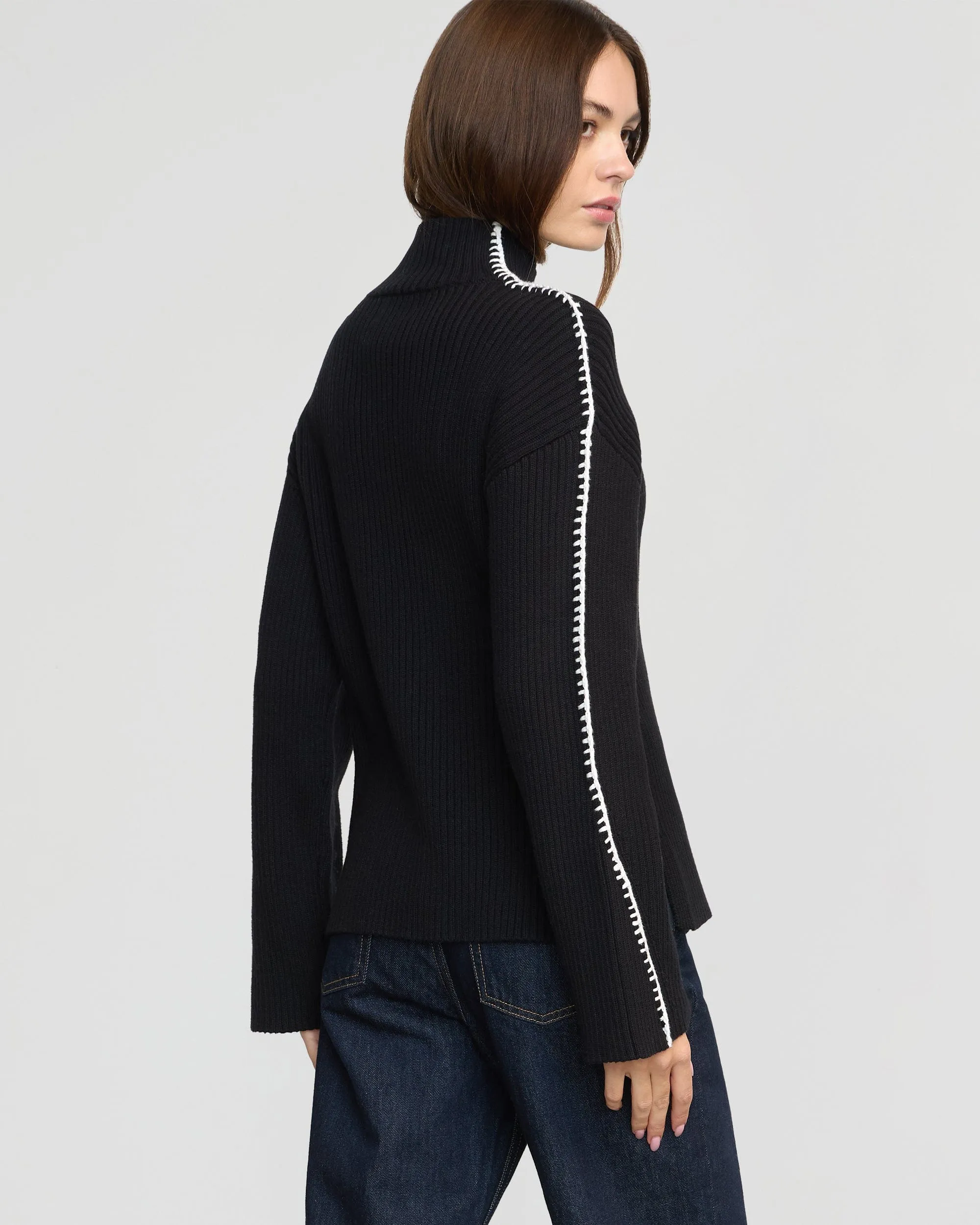 Aki Organic Cotton Contrast Stitch Sweater