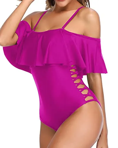 Bathing Suits With Removable Push Up Padded Cup For Women-Hot Pink