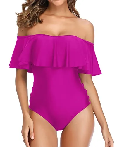 Bathing Suits With Removable Push Up Padded Cup For Women-Hot Pink