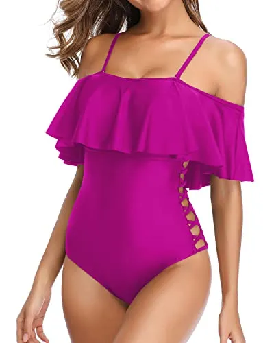 Bathing Suits With Removable Push Up Padded Cup For Women-Hot Pink