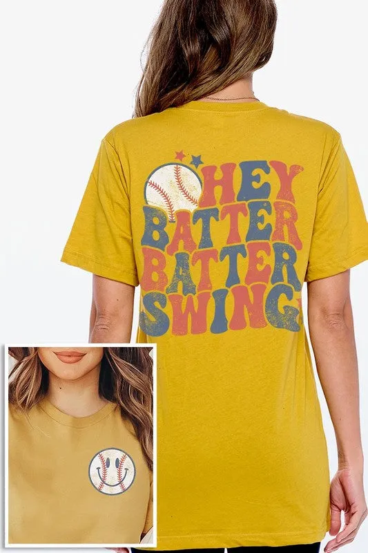 Batter Swing Baseball Front Back Graphic T Shirts