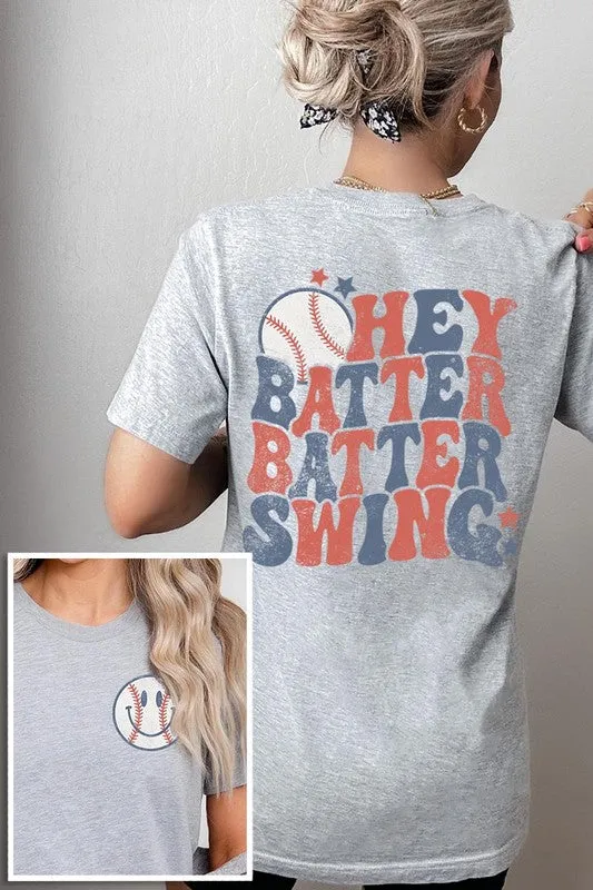 Batter Swing Baseball Front Back Graphic T Shirts