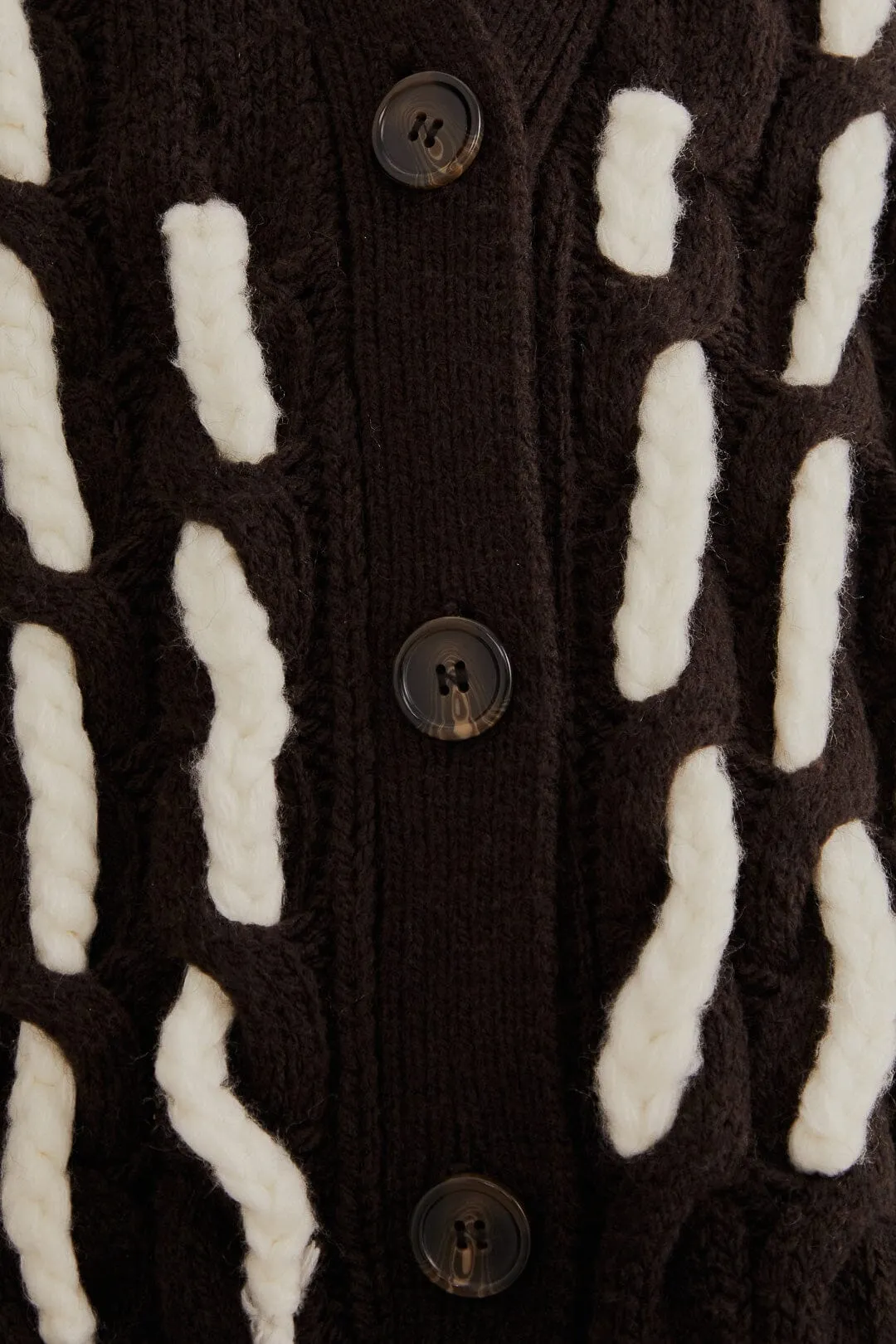 Black And White Textured Knit Cardigan