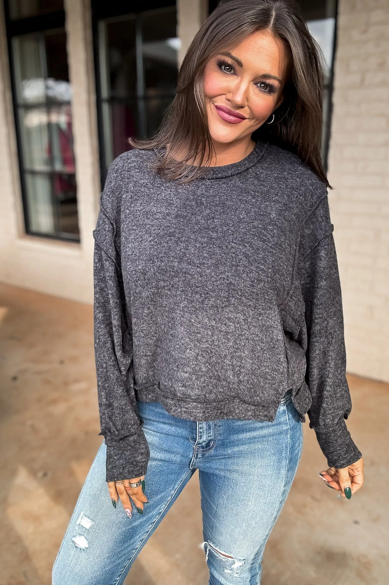 Brushed Melange Hacci Oversized Sweater