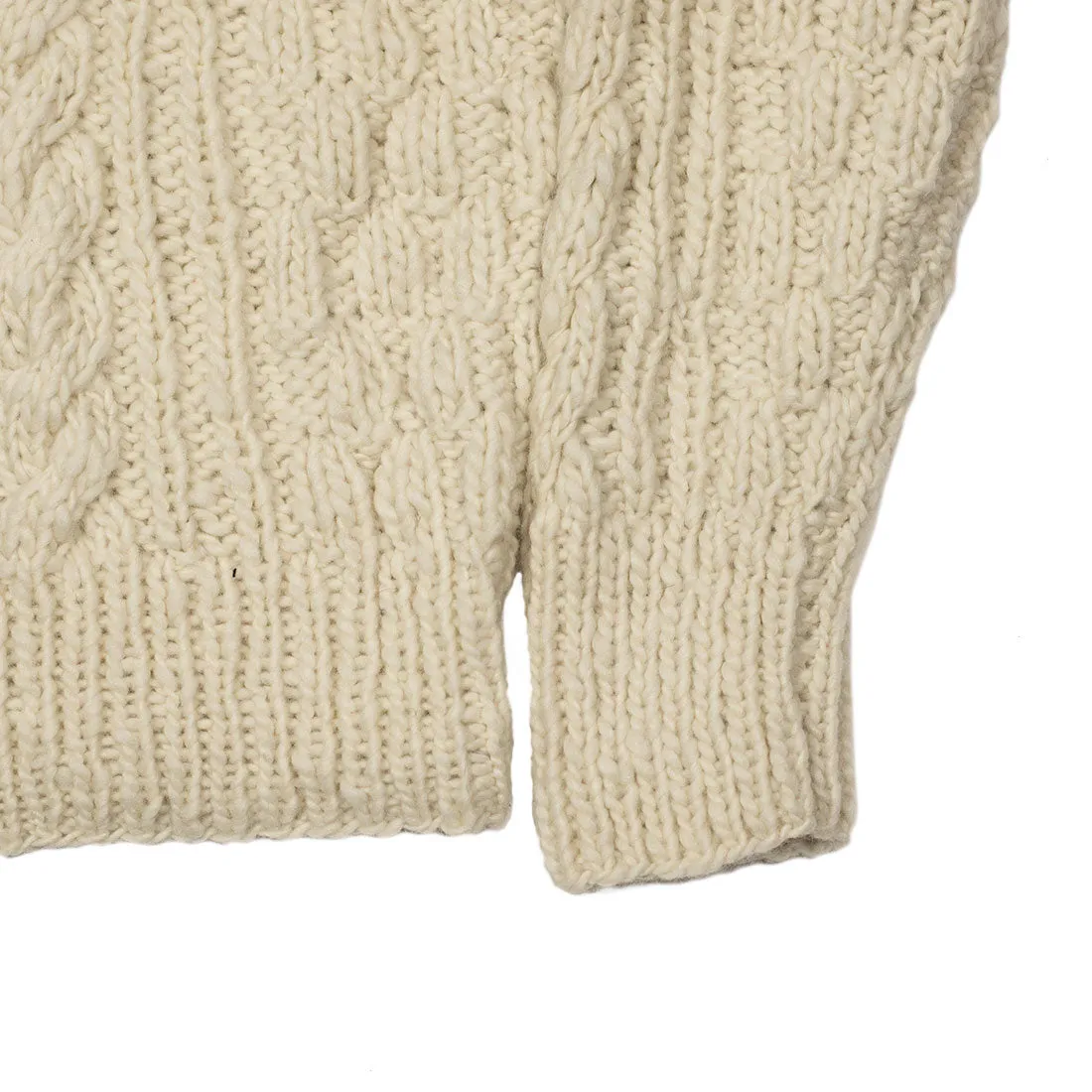 Chamula handknit fisherman turtleneck in ivory merino wool (restock)