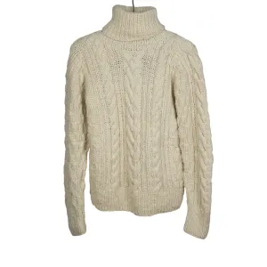 Chamula handknit fisherman turtleneck in ivory merino wool (restock)