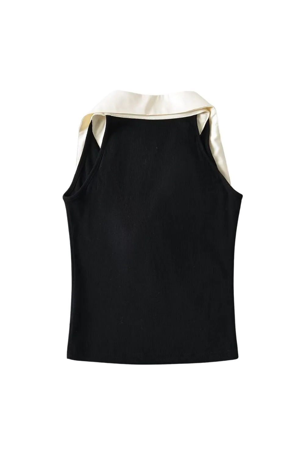 'Charlotte' Turn-down Collar Bow Tie Sleeveless Top