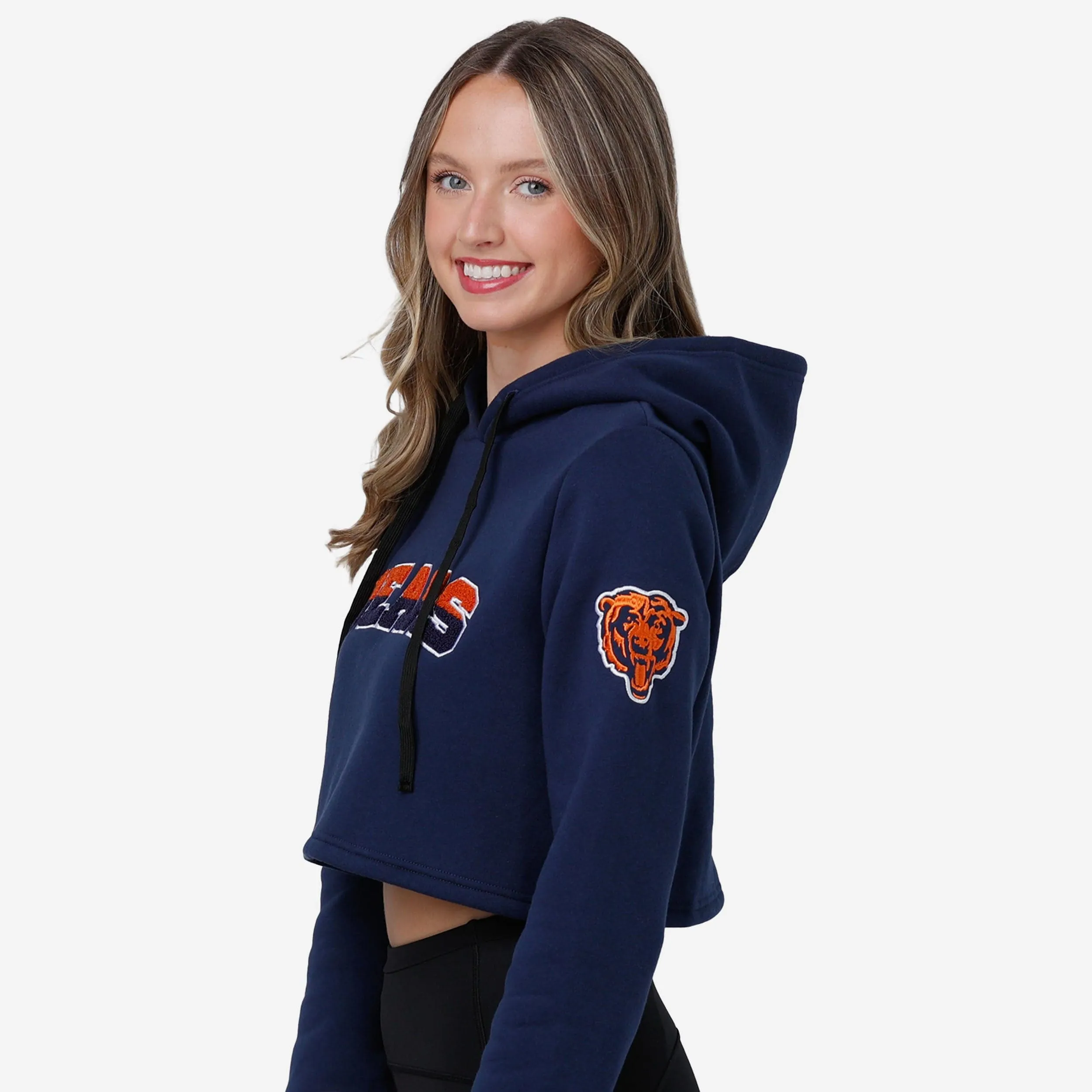 Chicago Bears Womens Cropped Chenille Hoodie