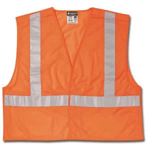 CL2MOX3 MCR Class 2,Tear-Away,Polyester Mesh Safety Vest,2" Silver Stripe,Orange