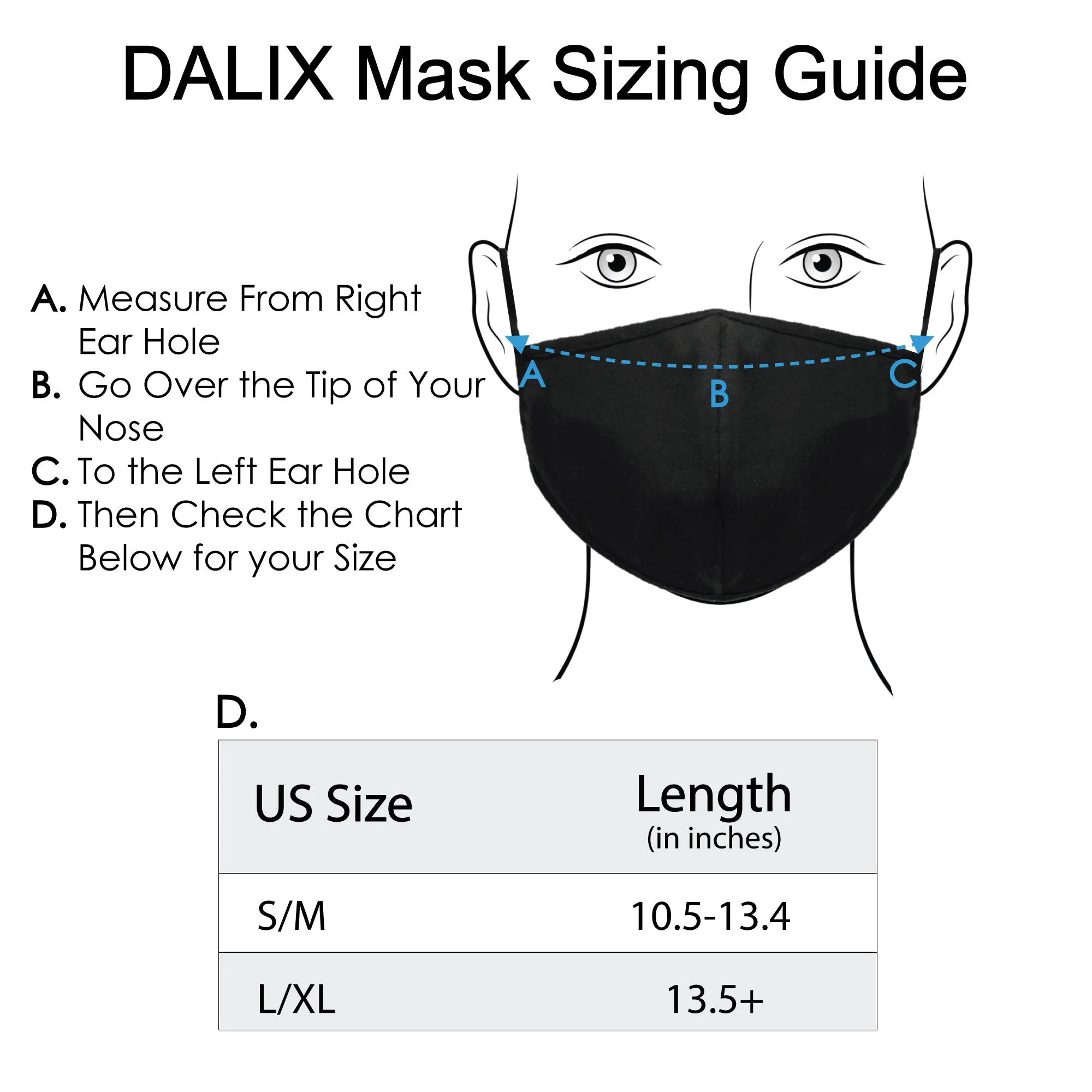 DALIX Cloth Face Mask Reuseable Washable Made in USA - S-M , L-XL Size (5 Pack)