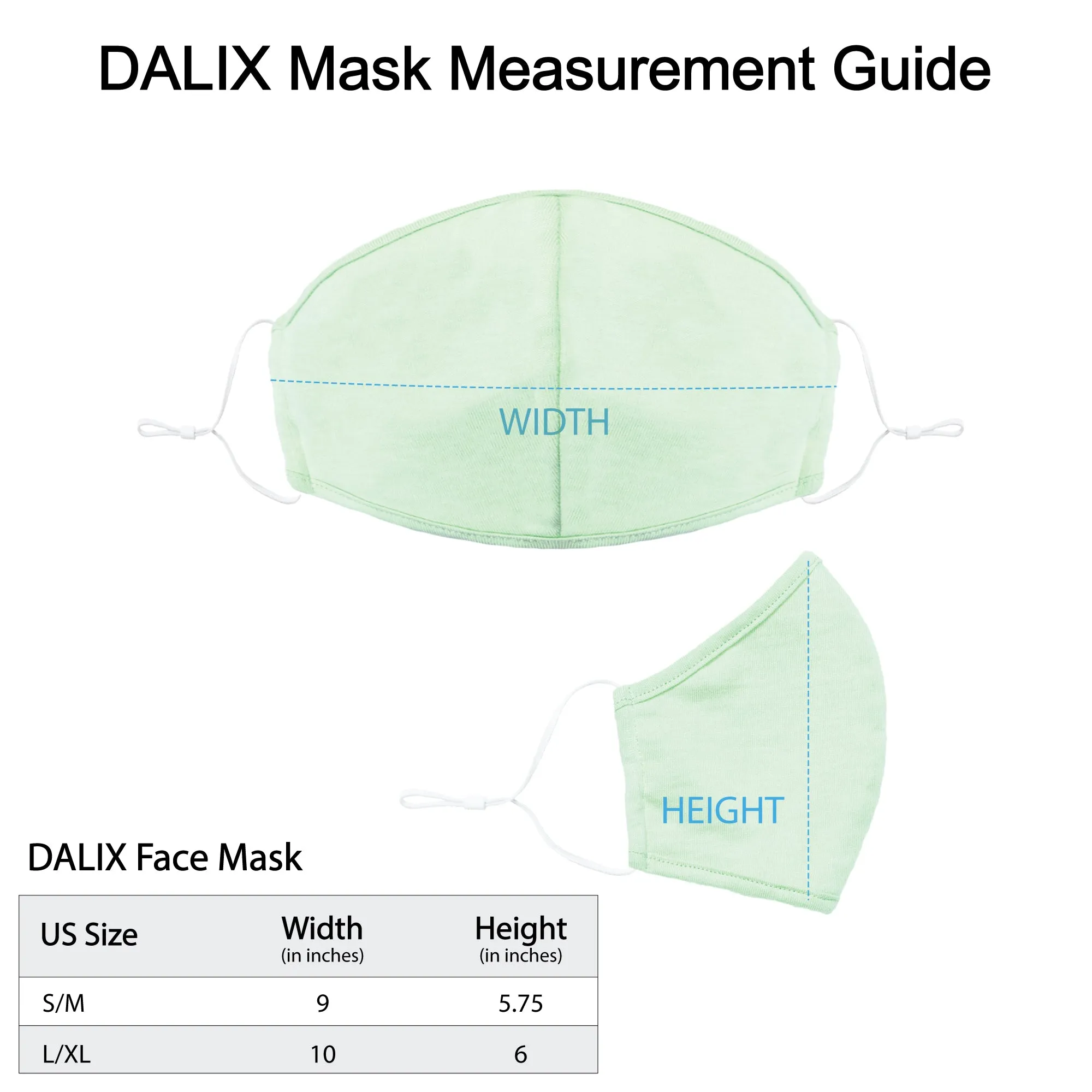 DALIX Cloth Face Mask Reuseable Washable Made in USA - S-M , L-XL Size (5 Pack)