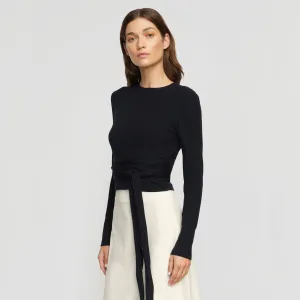 Deniza Tie-Front Ribbed Sweater