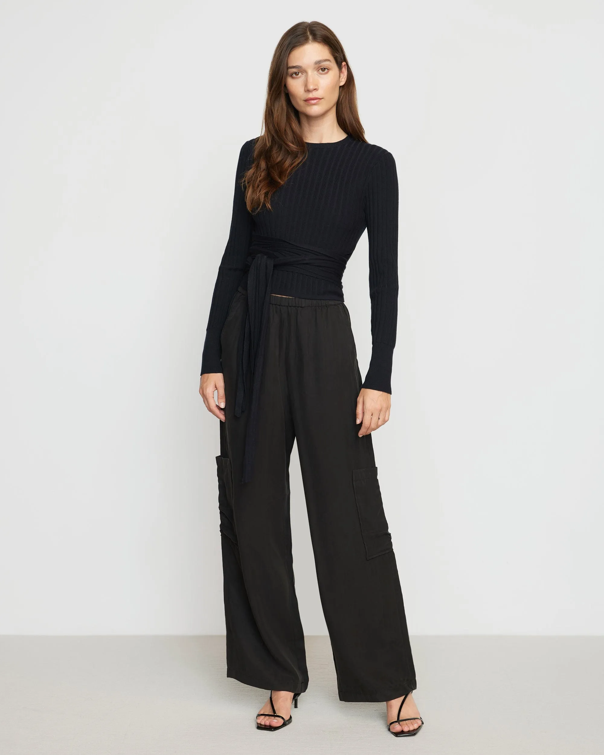 Deniza Tie-Front Ribbed Sweater