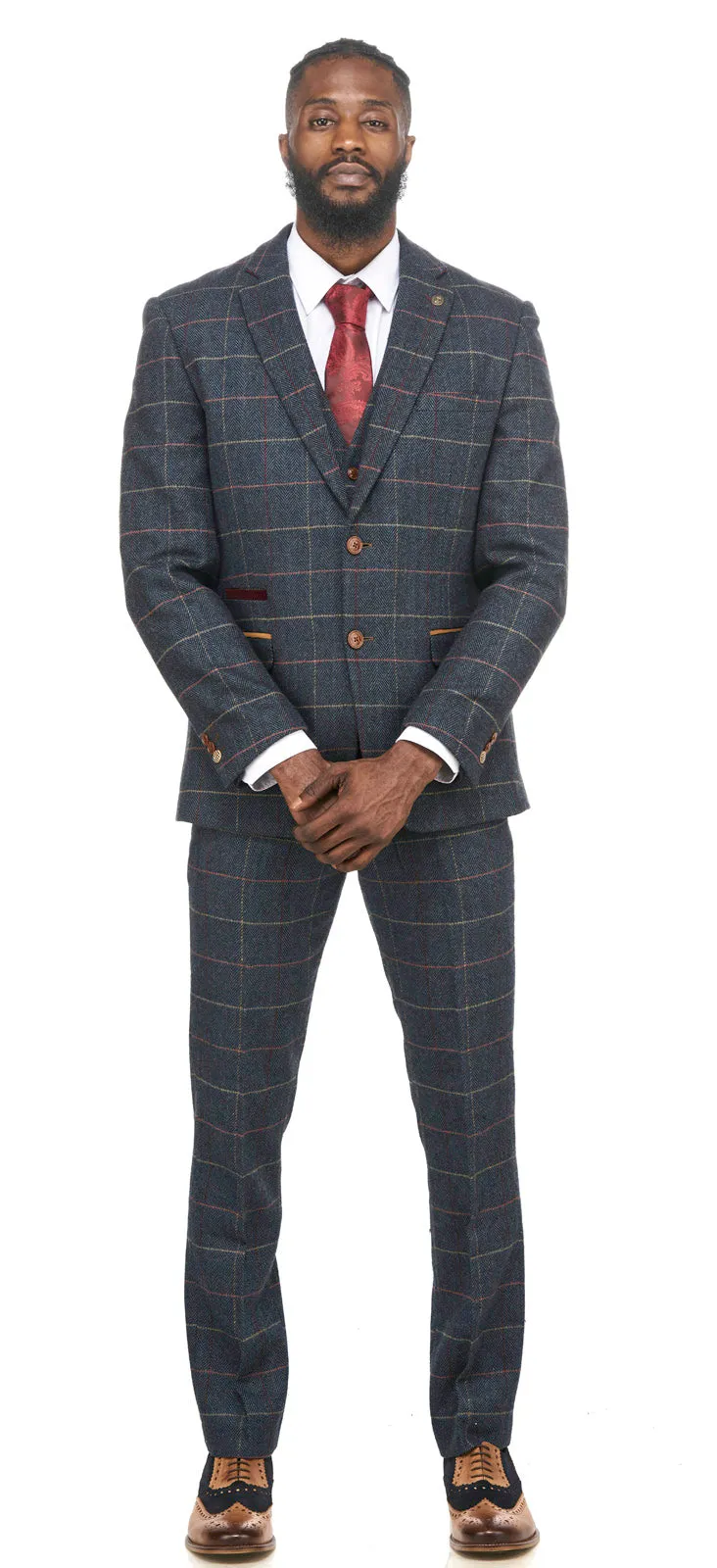 Eton Navy Blue Check Tweed Suit | Check Suit | Wedding Wear | Office Wear