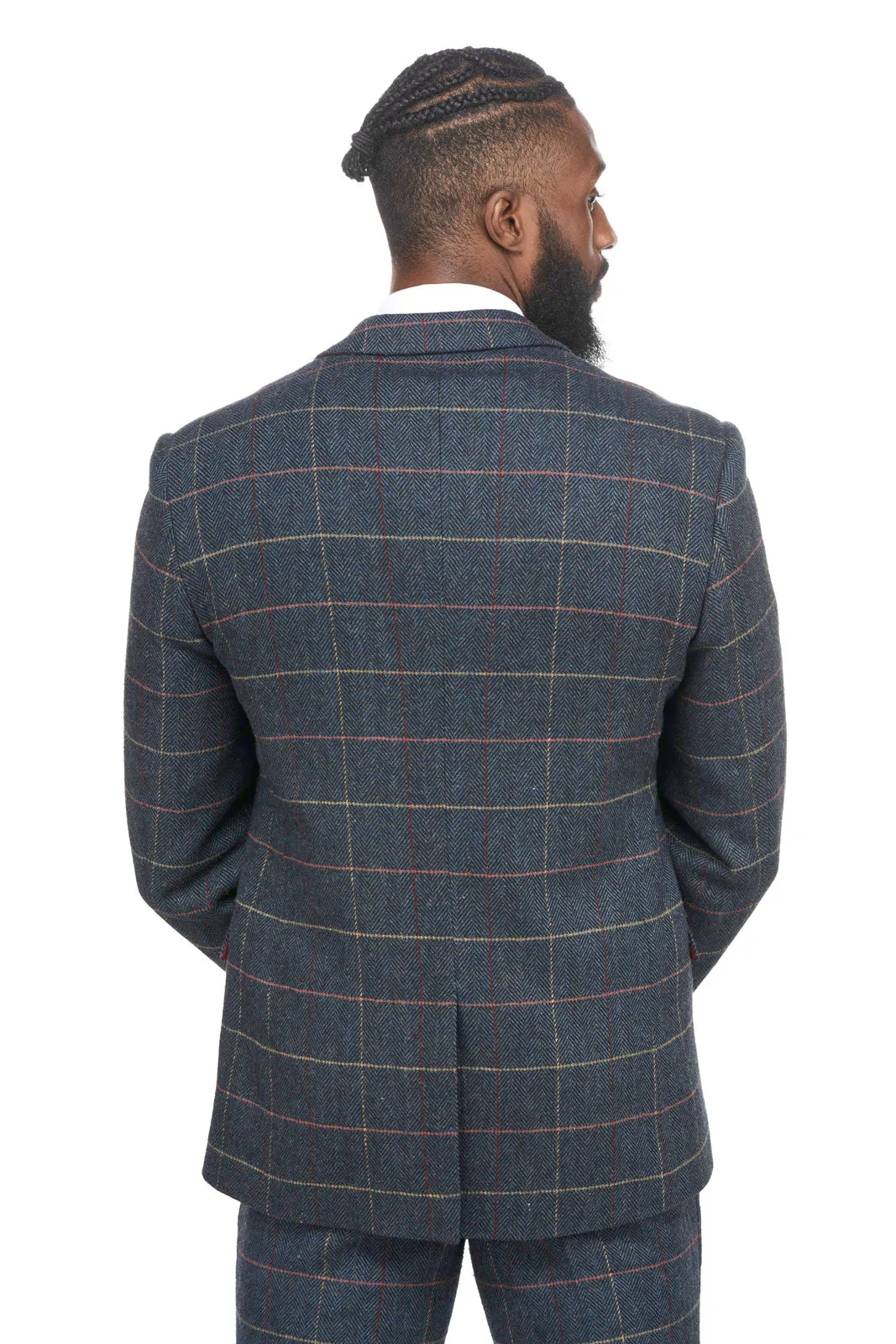 Eton Navy Blue Check Tweed Suit | Check Suit | Wedding Wear | Office Wear