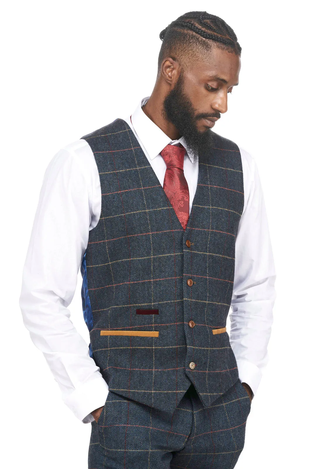 Eton Navy Blue Check Tweed Suit | Check Suit | Wedding Wear | Office Wear