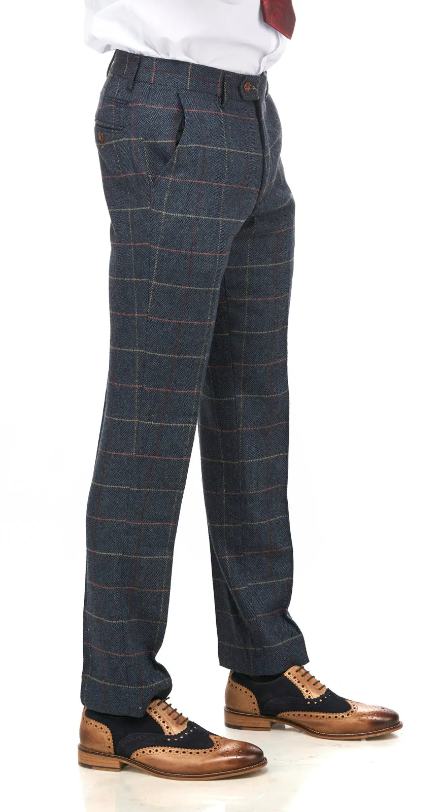 Eton Navy Blue Check Tweed Suit | Check Suit | Wedding Wear | Office Wear