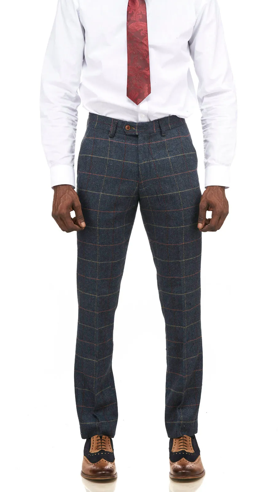 Eton Navy Blue Check Tweed Suit | Check Suit | Wedding Wear | Office Wear