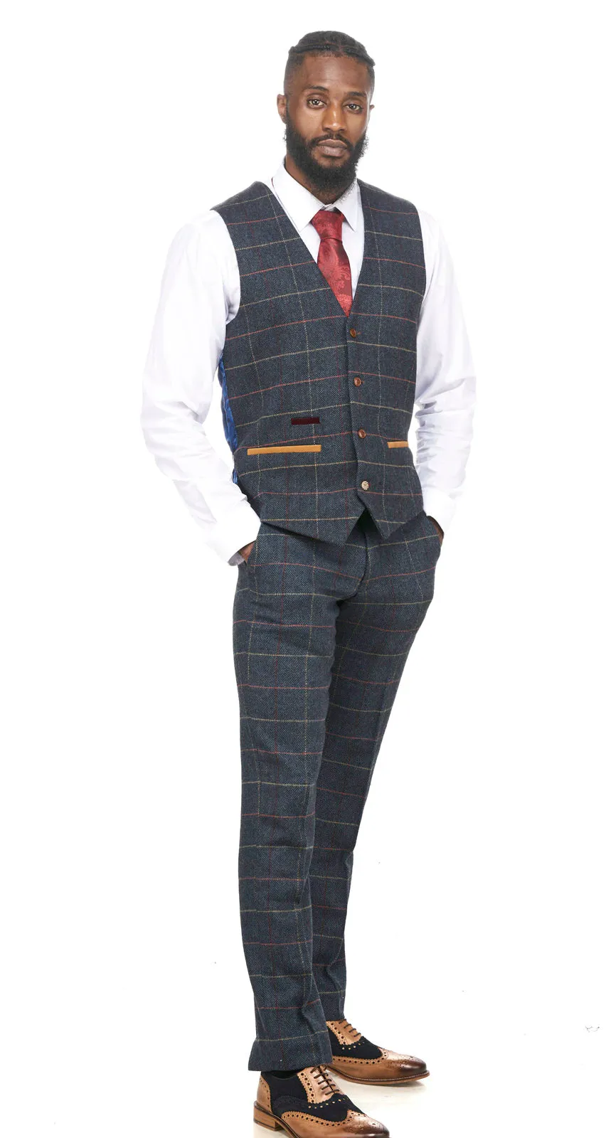 Eton Navy Blue Check Tweed Suit | Check Suit | Wedding Wear | Office Wear