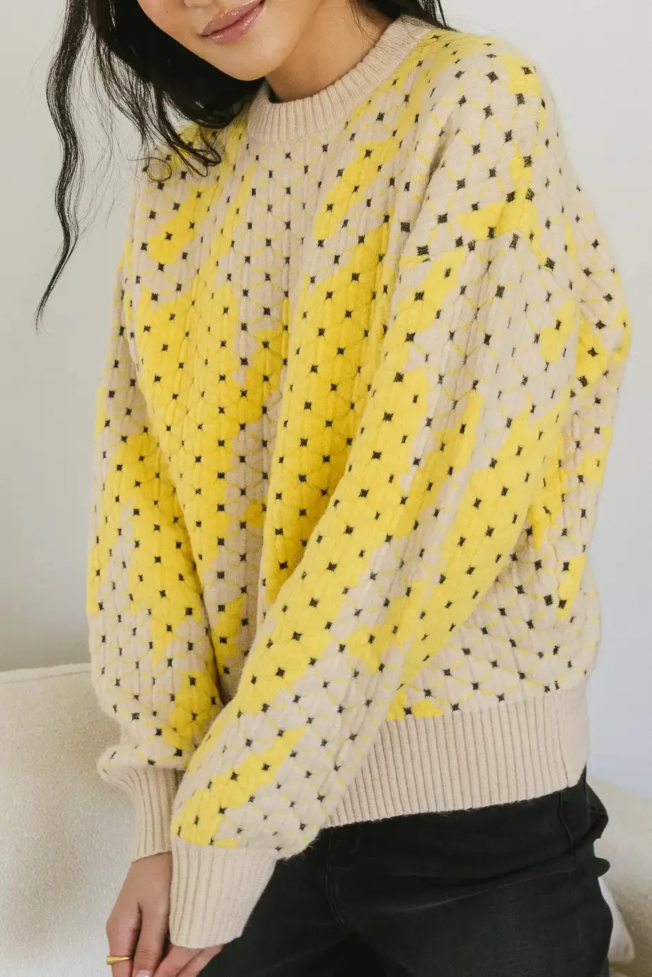 Felicity Abstract Sweater in Yellow - FINAL SALE