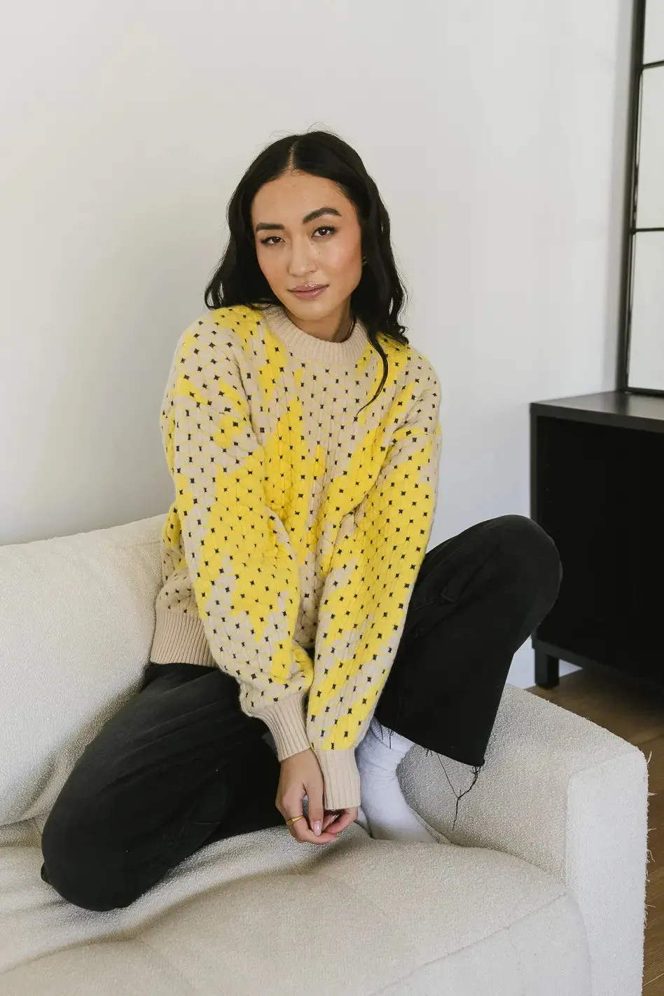 Felicity Abstract Sweater in Yellow - FINAL SALE