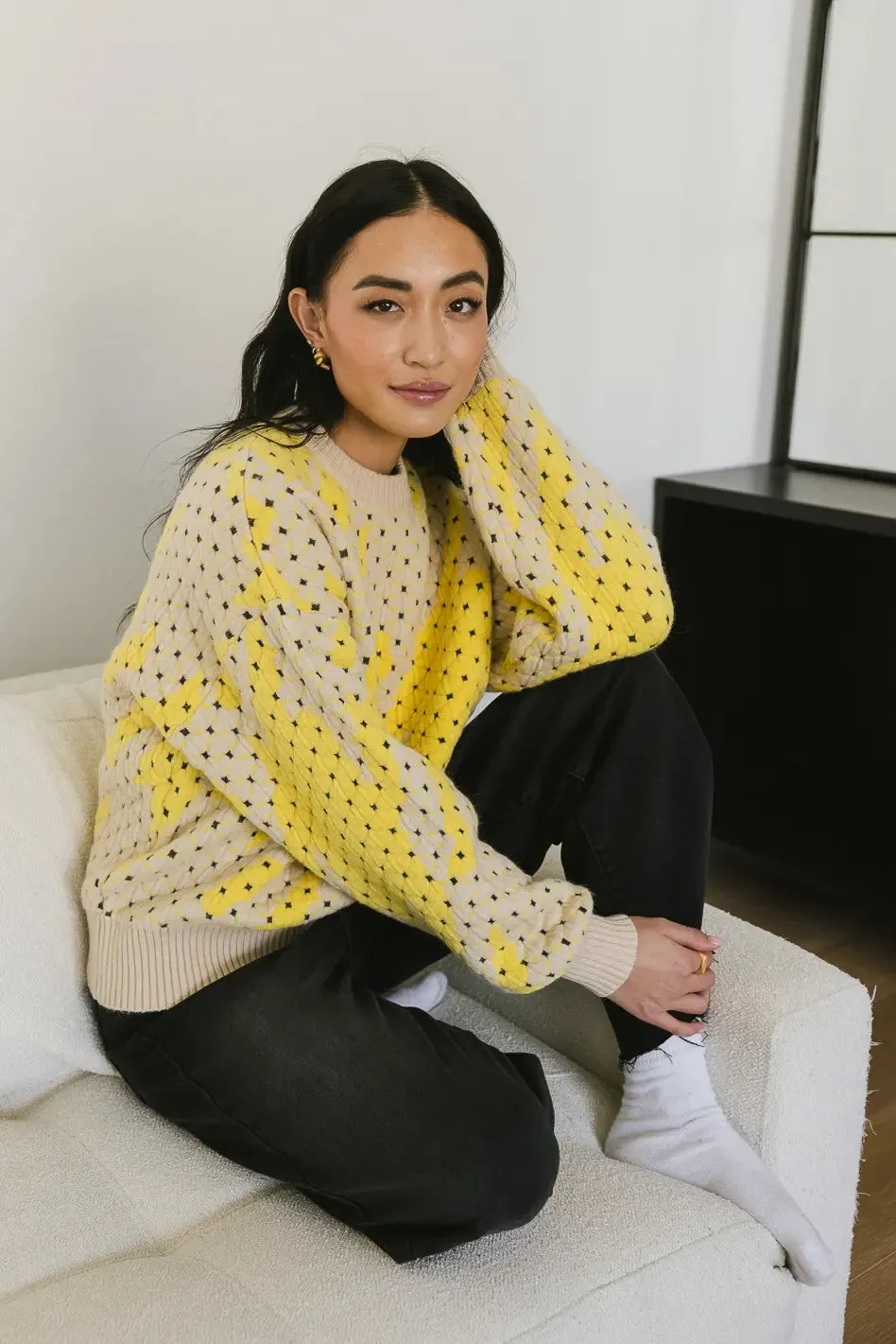 Felicity Abstract Sweater in Yellow - FINAL SALE