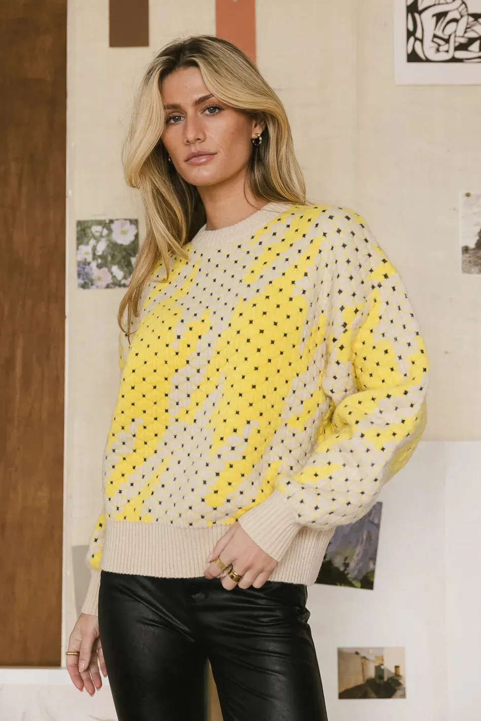 Felicity Abstract Sweater in Yellow - FINAL SALE