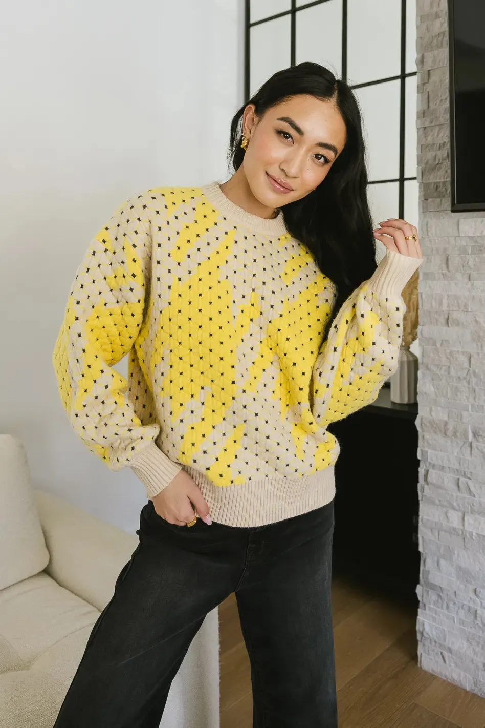 Felicity Abstract Sweater in Yellow - FINAL SALE