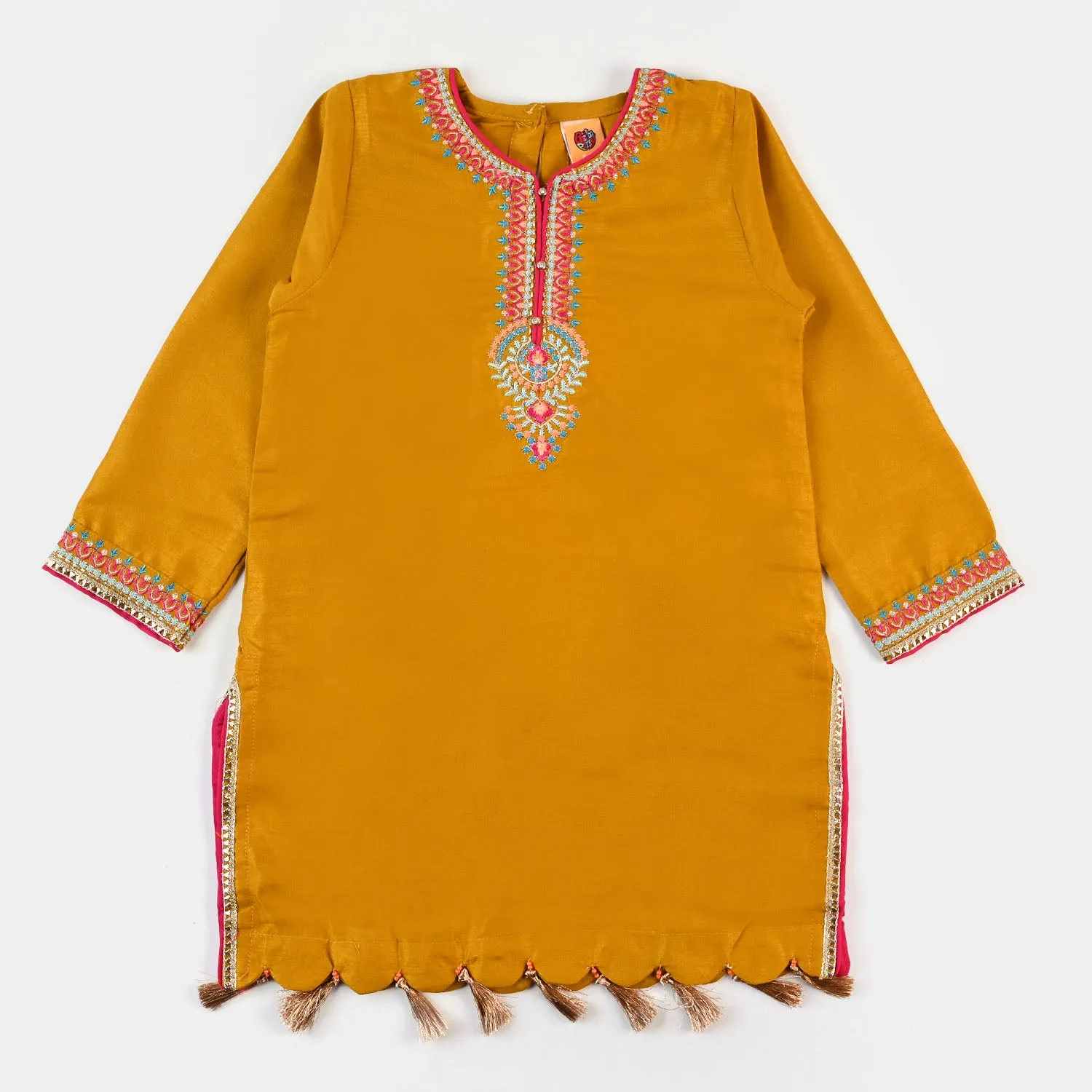 Girls Poly 3PCs Fancy Suit Gul-e-Nasreen - Mustard