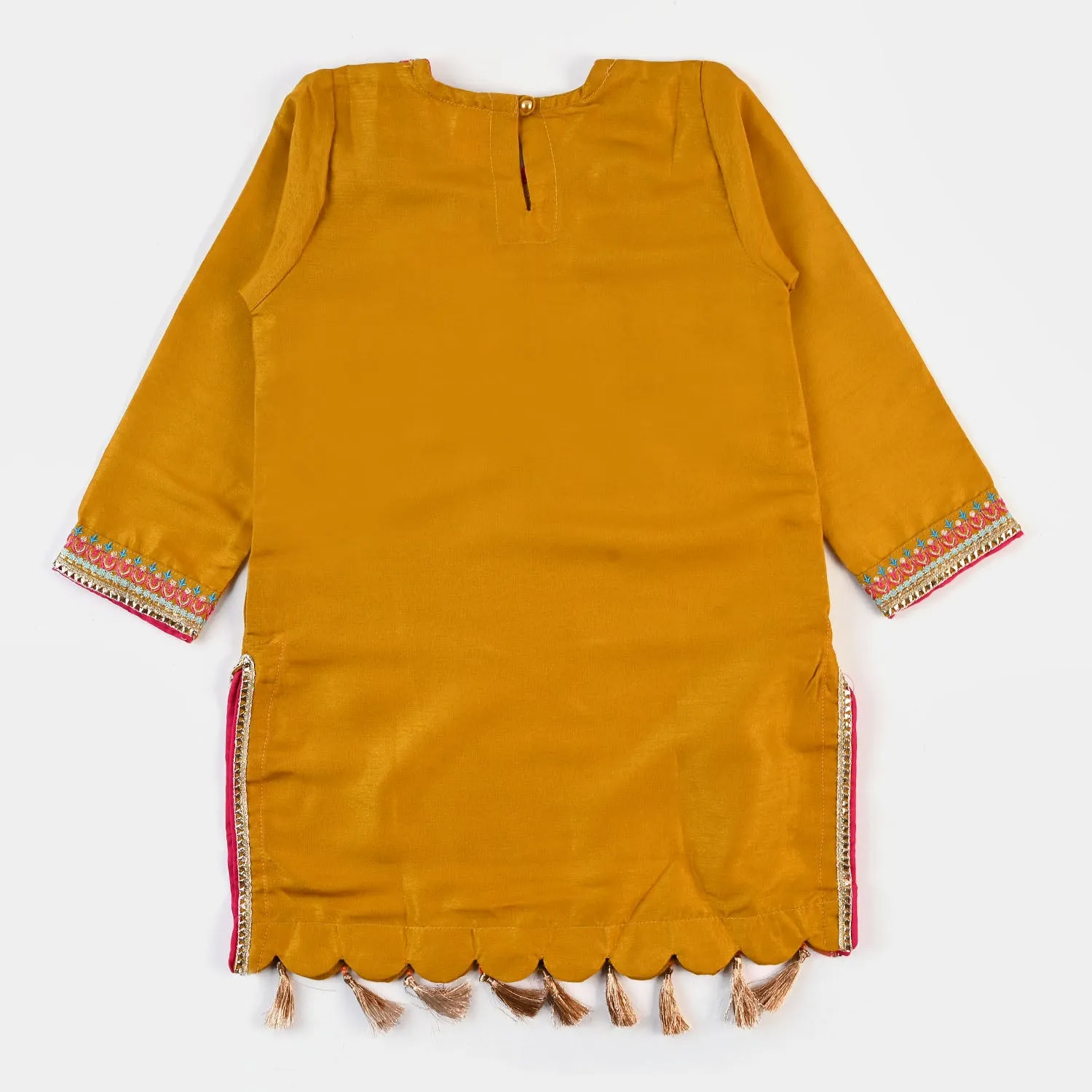 Girls Poly 3PCs Fancy Suit Gul-e-Nasreen - Mustard