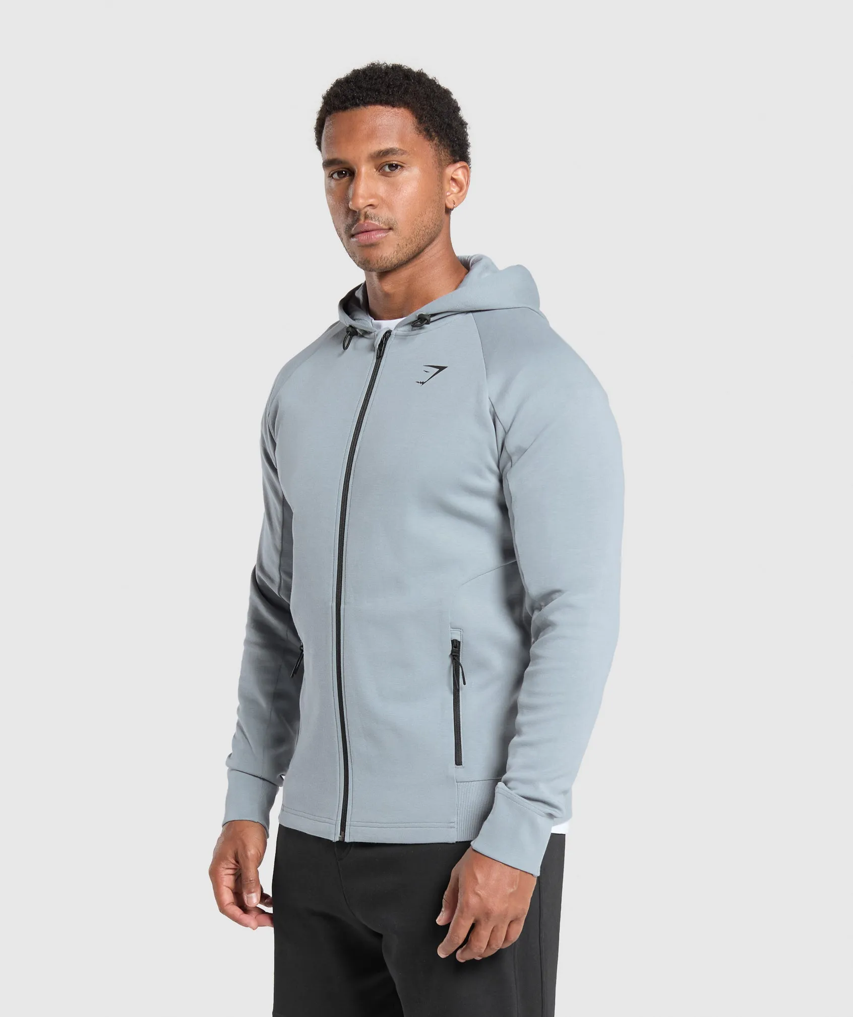 Gymshark Tech Knit Zip Up Hoodie - Denim Grey