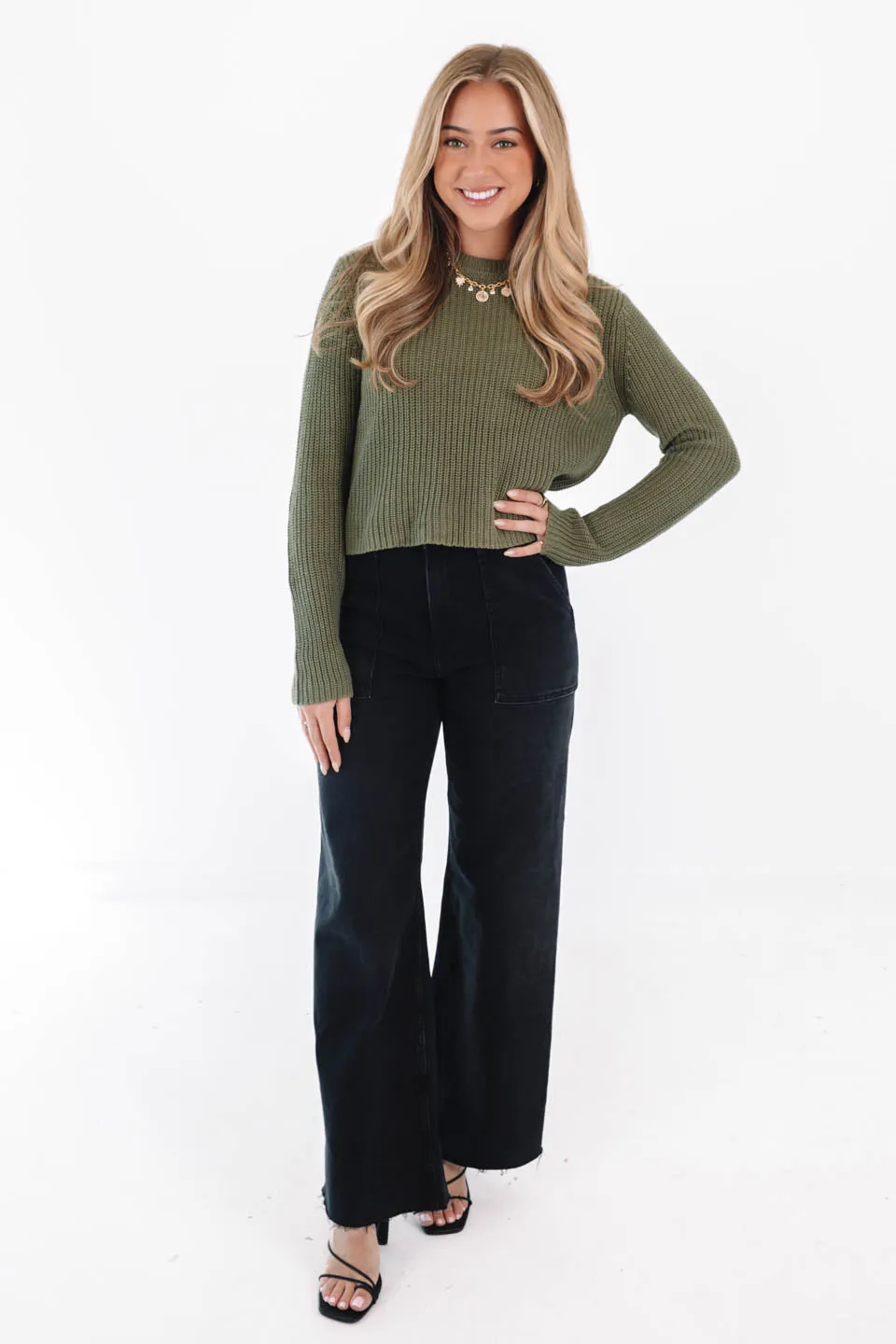 Hello Fall Sweater - Olive Green