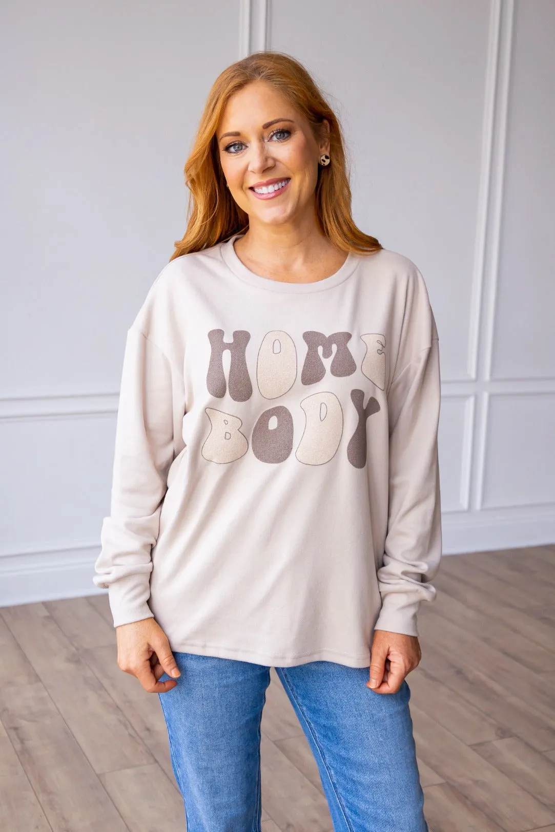 Home Body on Cream Crewneck Sweatshirt