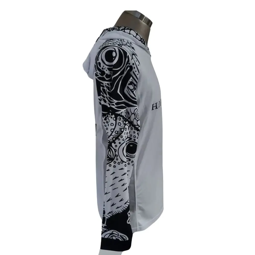 Hook And Haul | Hook-It Range White/Black Hooded Fishing Shirt