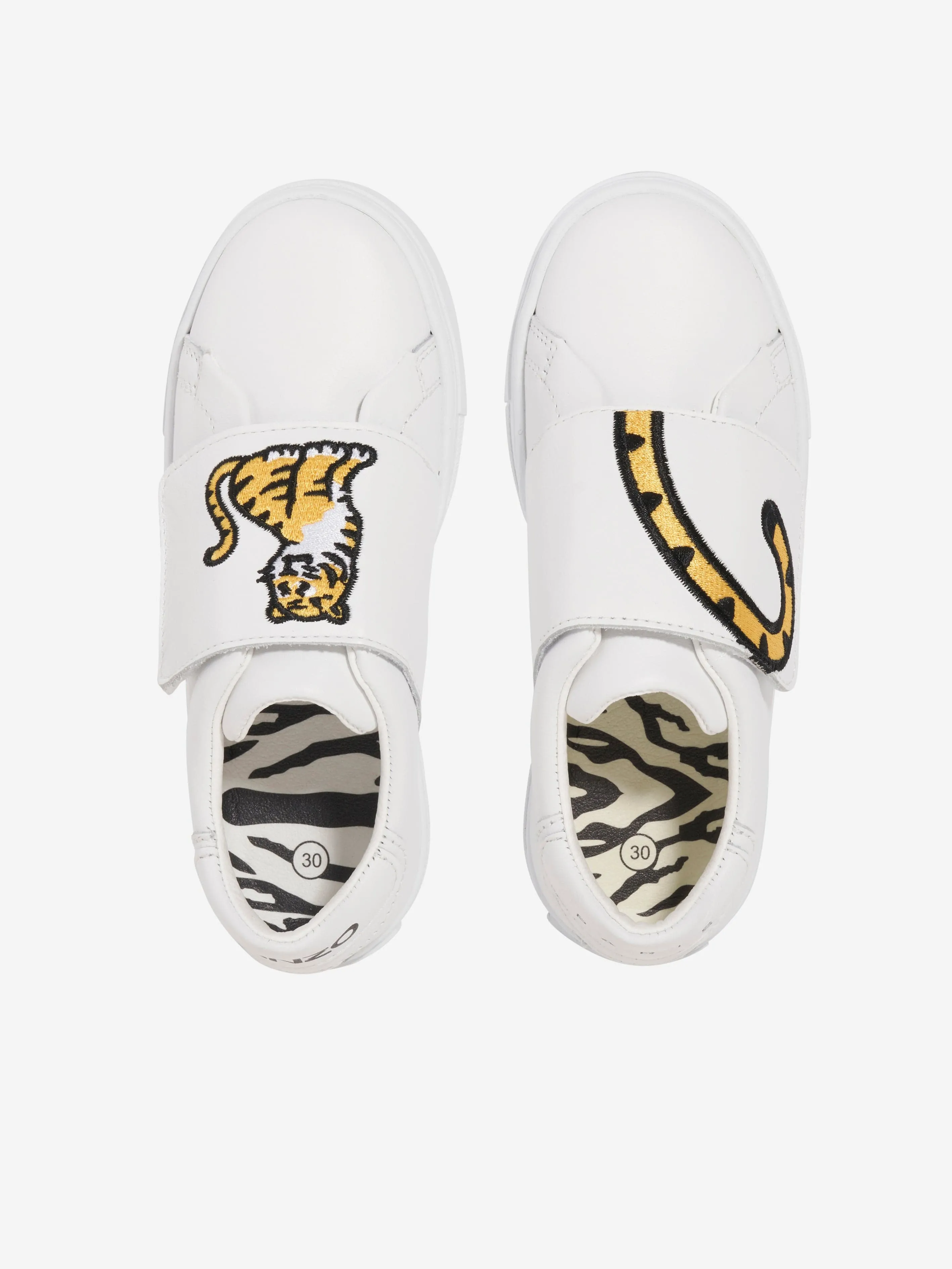 KENZO Kids Leather Kotora Trainers in White