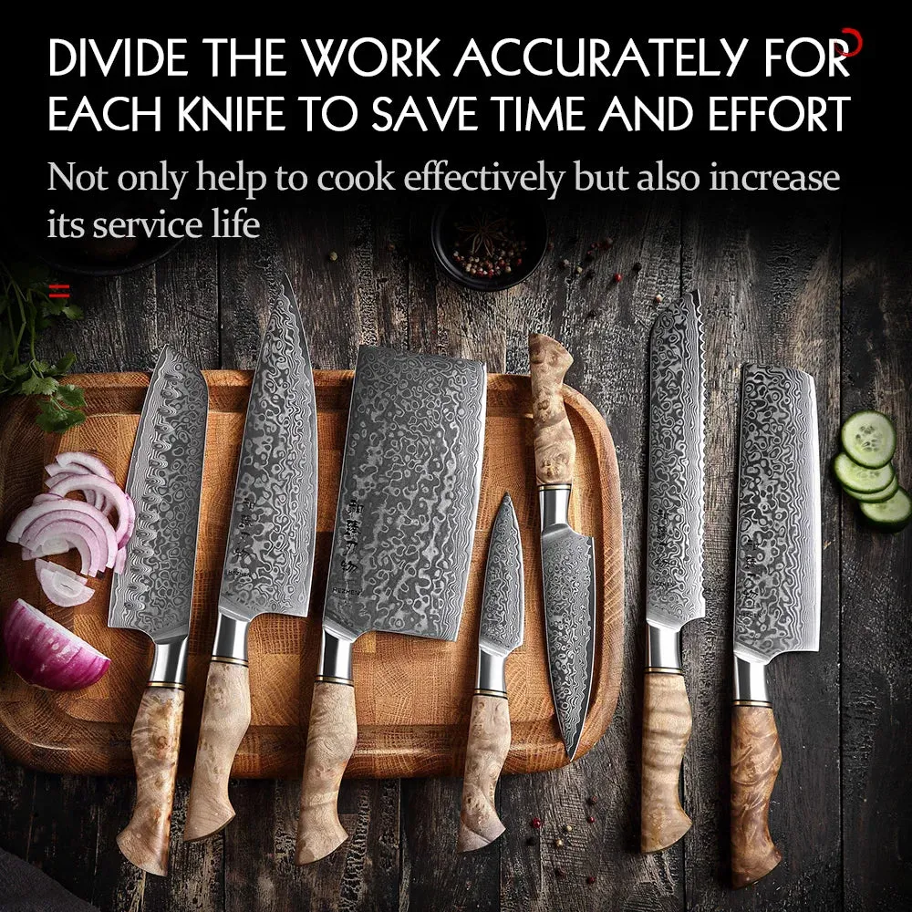 Kitchen Knife Set 67 Layers Damascus Japanese Steel Knives Accessories Professional Cooking Tools