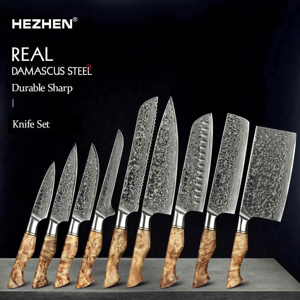 Kitchen Knife Set 67 Layers Damascus Japanese Steel Knives Accessories Professional Cooking Tools