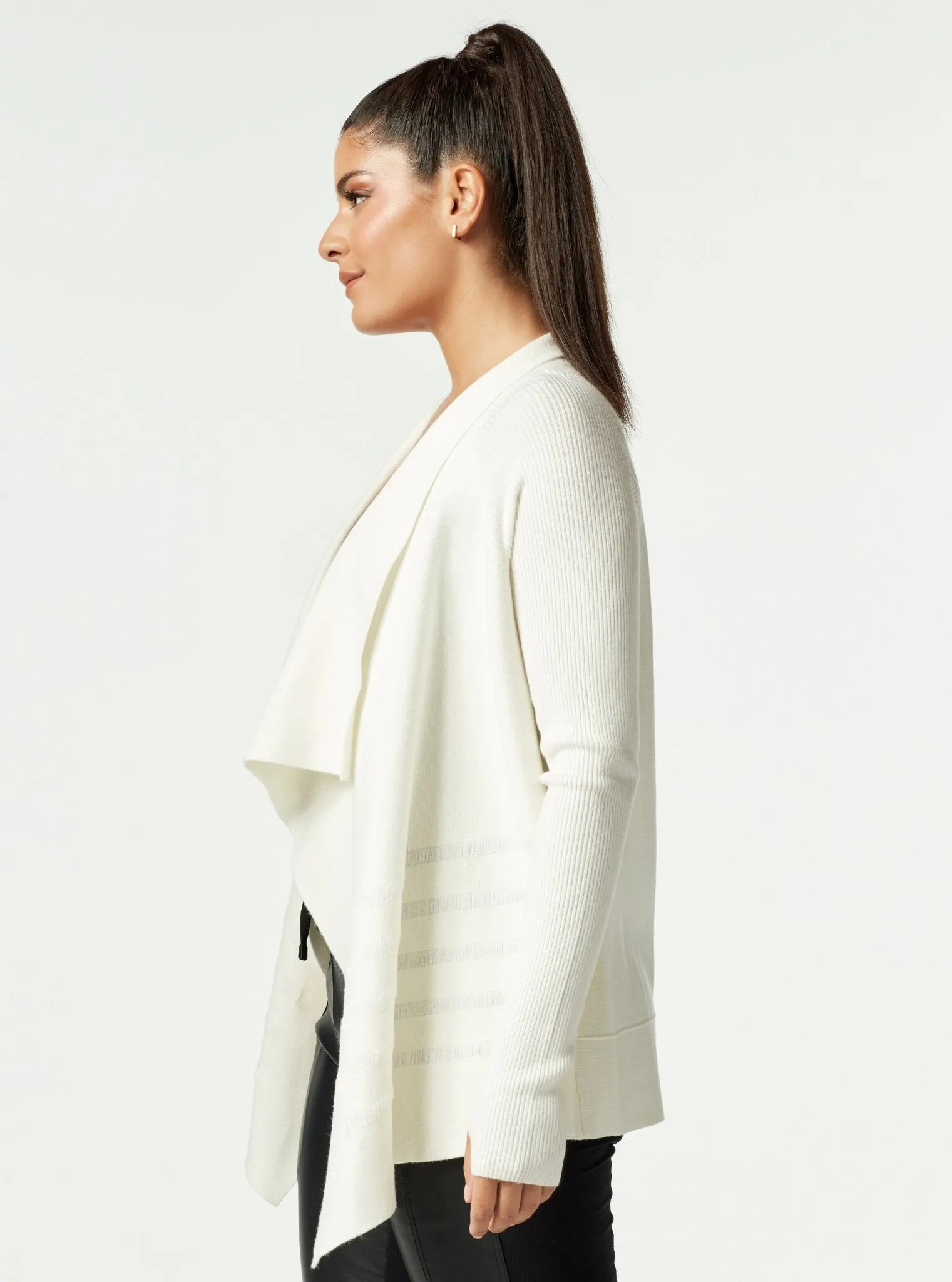 Liminal Drape Front Sweater - Cloud Dancer