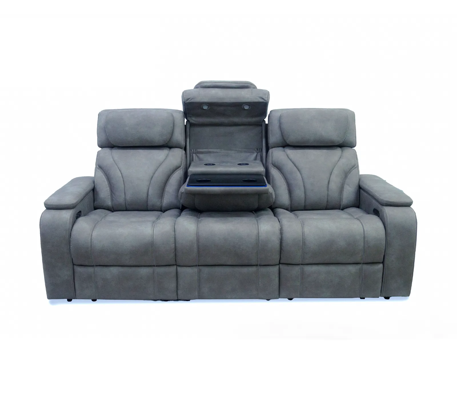 Maverick Sofa - Power Reclining w/ Power Headrests - Steel Blue Fabric