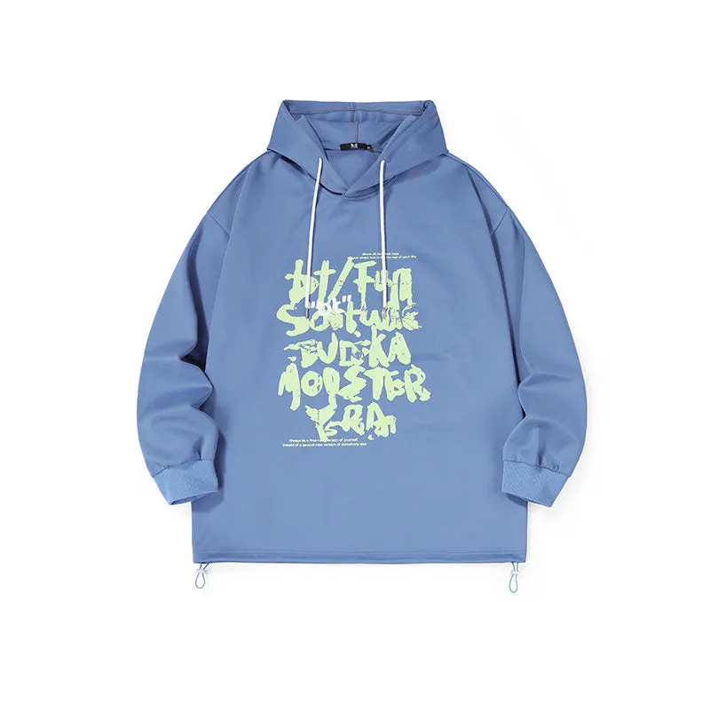 Monogrammed hoodie with sleeved stretch rope hem space cotton hoodie