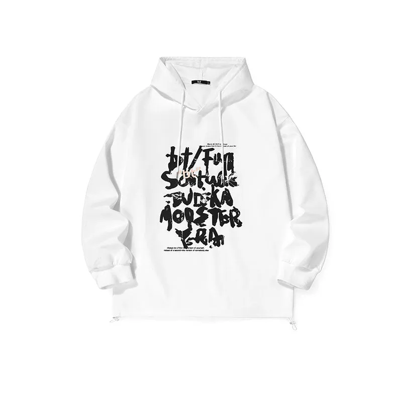 Monogrammed hoodie with sleeved stretch rope hem space cotton hoodie