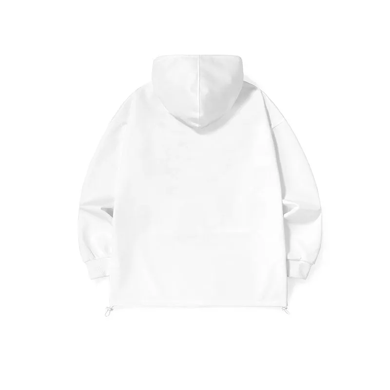 Monogrammed hoodie with sleeved stretch rope hem space cotton hoodie