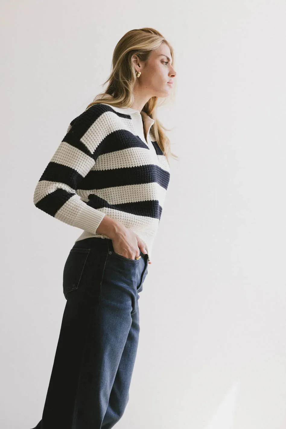 Ozzie Striped Sweater in Navy - FINAL SALE