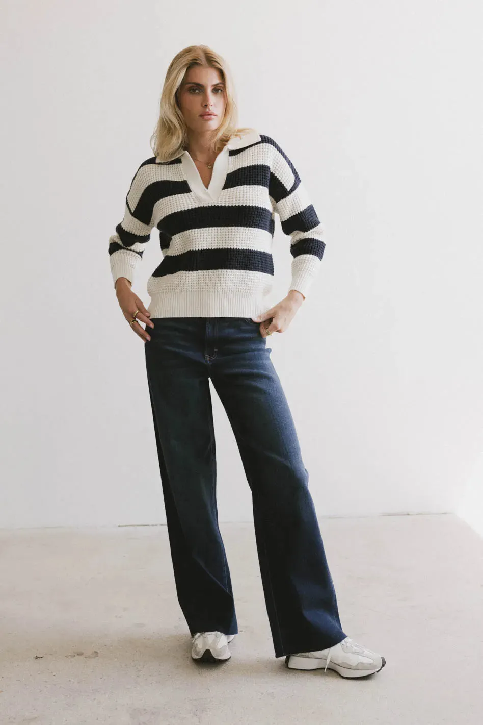 Ozzie Striped Sweater in Navy - FINAL SALE