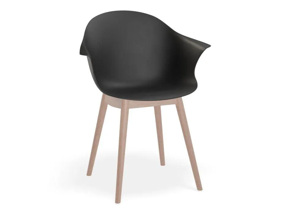 Pebble Armchair Black with Shell Seat - Pyramid Fixed Base with Castors