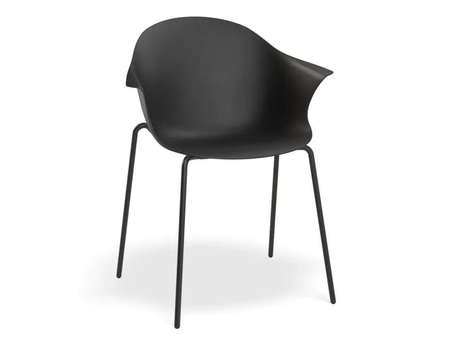 Pebble Armchair Black with Shell Seat - Pyramid Fixed Base with Castors